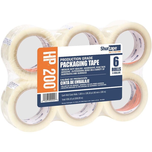 Shurtape Hp 200 Clear 48Mm X 100M, 6Pk 104483 Zoro